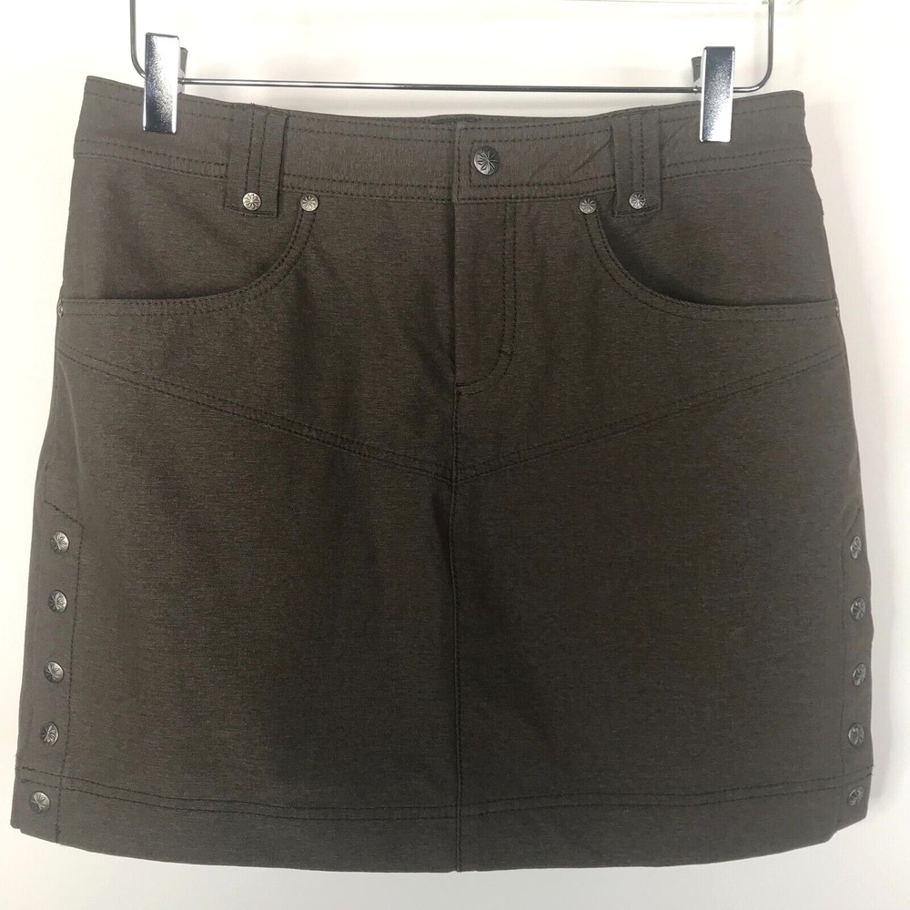 Athleta Skirt Womens Small 4 Brown Mini Nylon Zip Pockets Utility Athleisure